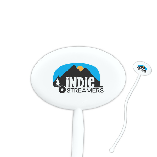 Custom Airstream Indie Club Logo 7" Oval Plastic Stir Sticks - White - Double-Sided