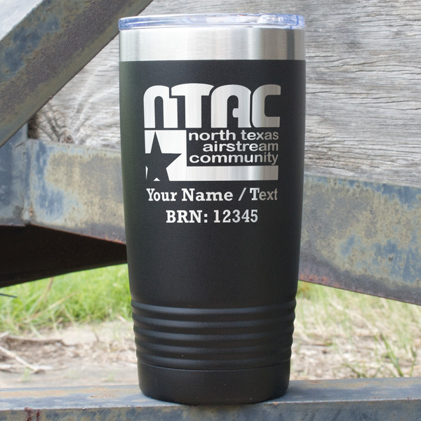 Custom North Texas Airstream Community 20 oz Stainless Steel Tumbler - Black - Single-Sided