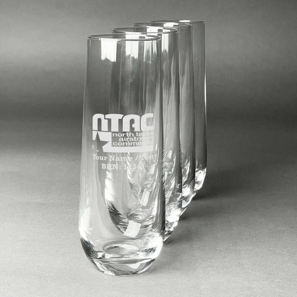 Custom North Texas Airstream Community Champagne Flutes - Stemless - Laser Engraved - Set of 4