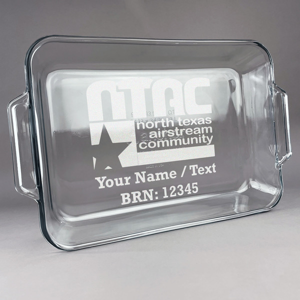 Custom North Texas Airstream Community Glass Baking and Cake Dish