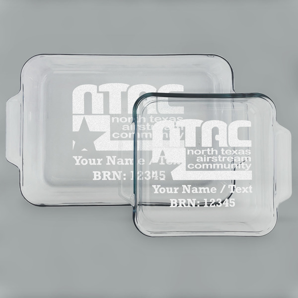 Custom North Texas Airstream Community Glass Baking & Cake Dish Set - 13in x 9in & 8in x 8in