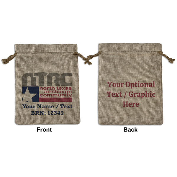 Custom North Texas Airstream Community Burlap Gift Bag - Medium -Double-Sided