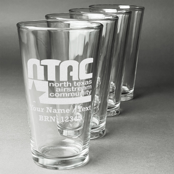 Custom North Texas Airstream Community Pint Glasses - Laser Engraved - Set of 4