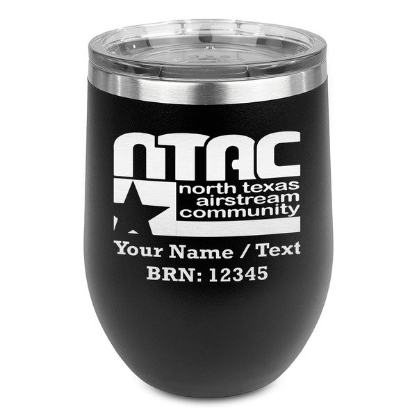 Custom North Texas Airstream Community Stemless Stainless Steel Wine Tumbler - Black - Double-Sided