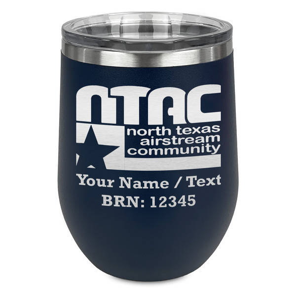 Custom North Texas Airstream Community Stemless Stainless Steel Wine Tumbler - Navy - Double-Sided