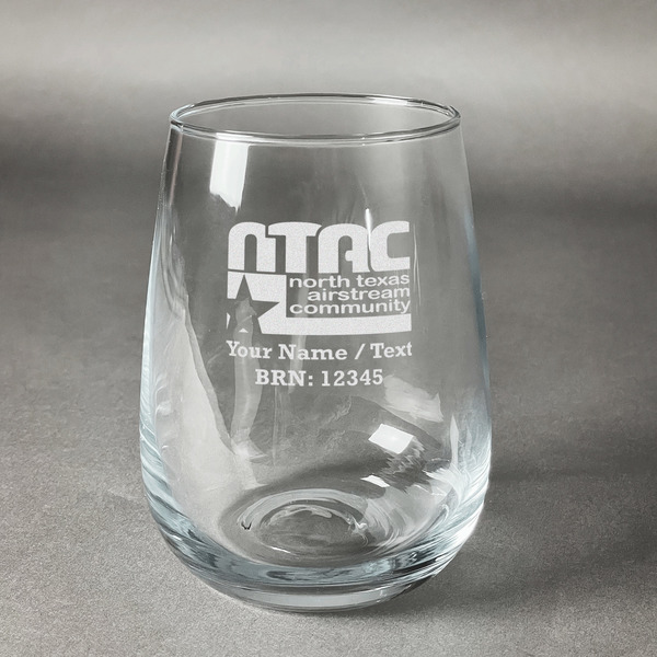 Custom North Texas Airstream Community Stemless Wine Glass - Laser Engraved- Single