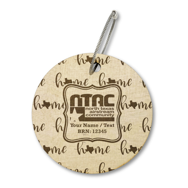 Custom North Texas Airstream Community Wood Luggage Tag - Round