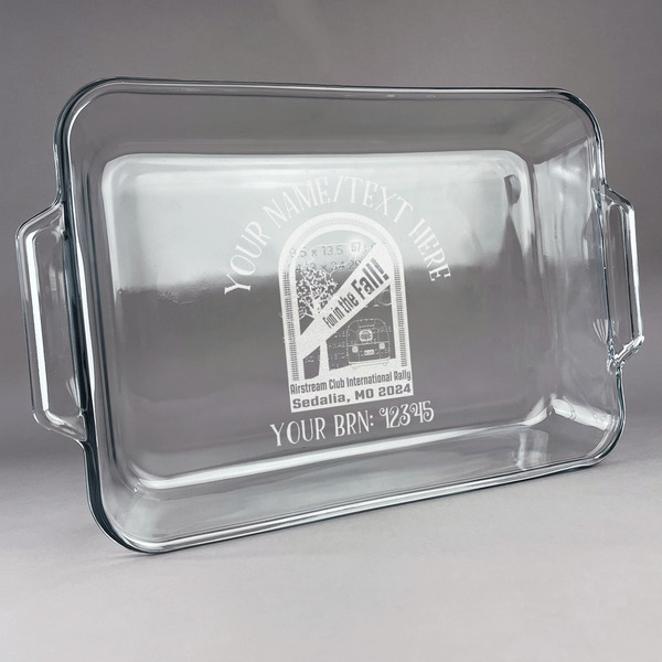 Custom Airstream International Rally - 2024 Glass Baking Dish with Truefit Lid - 13in x 9in