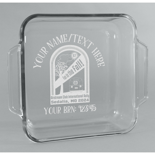 Custom Airstream International Rally - 2024 Glass Cake Dish with Truefit Lid - 8in x 8in