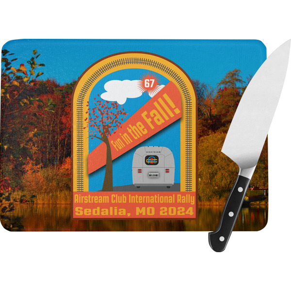 Custom Airstream International Rally - 2024 Rectangular Glass Cutting Board - Medium - 11" x 8"