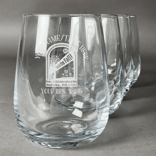 Custom Airstream International Rally - 2024 Stemless Wine Glasses - Laser Engraved- Set of 4