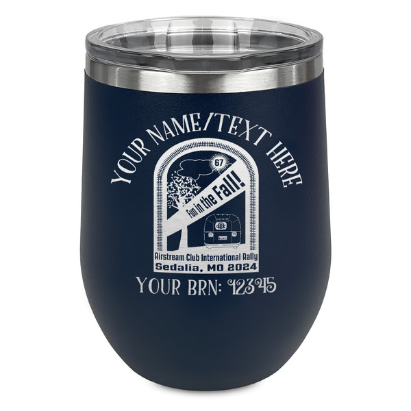 Custom Airstream International Rally - 2024 Stemless Stainless Steel Wine Tumbler - Navy - Double-Sided