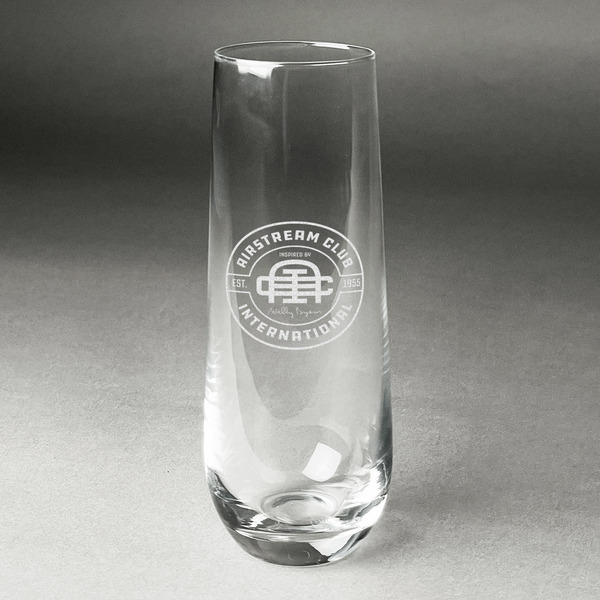 Custom Airstream Club International Logo Champagne Flute - Stemless - Laser Engraved - Single