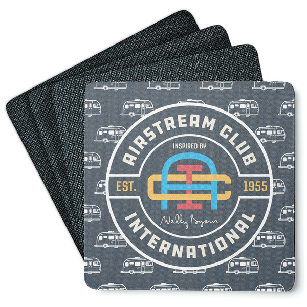 Custom Airstream Club International Logo Square Rubber Backed Coasters - Set of 4