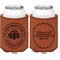 Airstream Club International Logo Cognac Leatherette Can Sleeve - Double Sided Front and Back