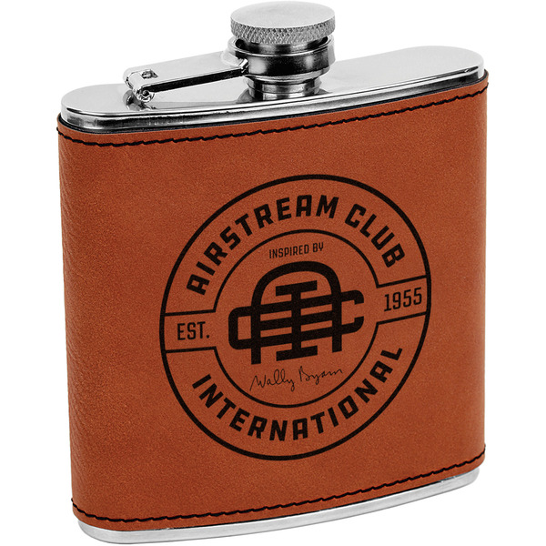 Custom Airstream Club International Logo Leatherette Wrapped Stainless Steel Flask