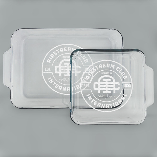 Custom Airstream Club International Logo Glass Baking & Cake Dish Set - 13in x 9in & 8in x 8in