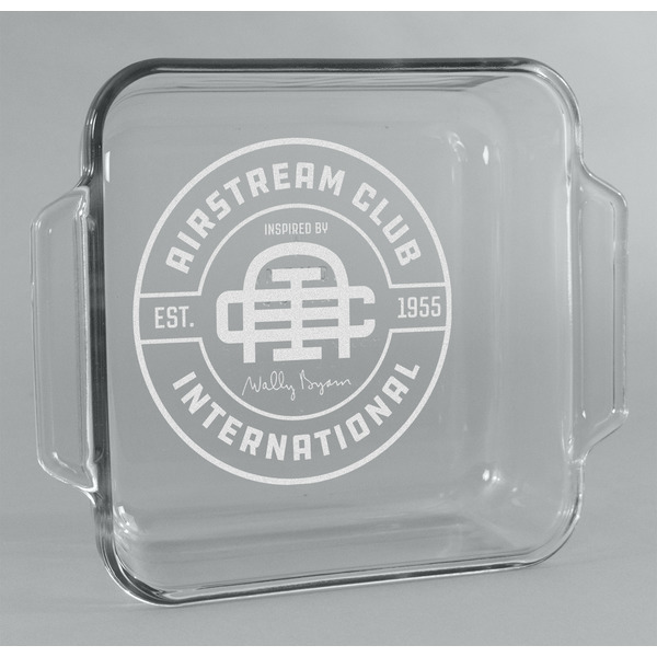 Custom Airstream Club International Logo Glass Cake Dish with Truefit Lid - 8in x 8in