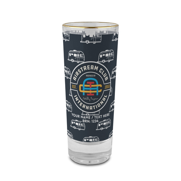 Custom Airstream Club International Logo 2 oz Shot Glass - Glass with Gold Rim