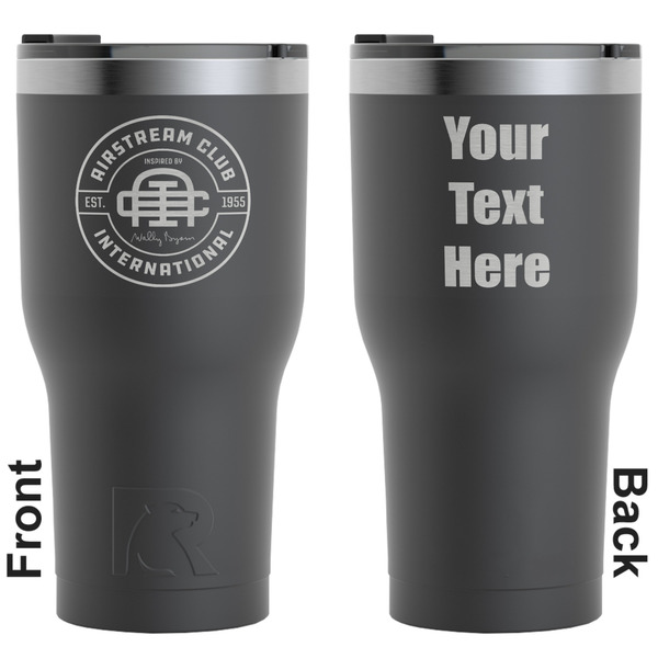 Custom Airstream Club International Logo RTIC Tumbler - Black - Laser Engraved - Double-Sided