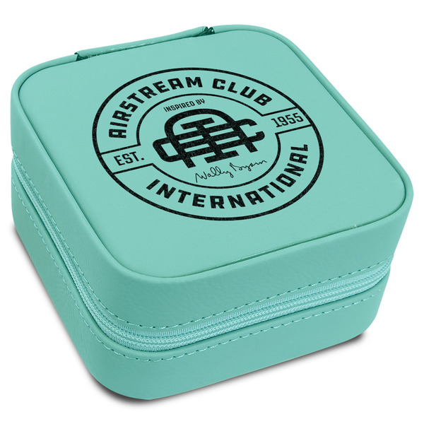 Custom Airstream Club International Logo Travel Jewelry Box - Teal Leather