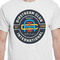 Airstream Club International Logo White Crew T-Shirt on Model - CloseUp