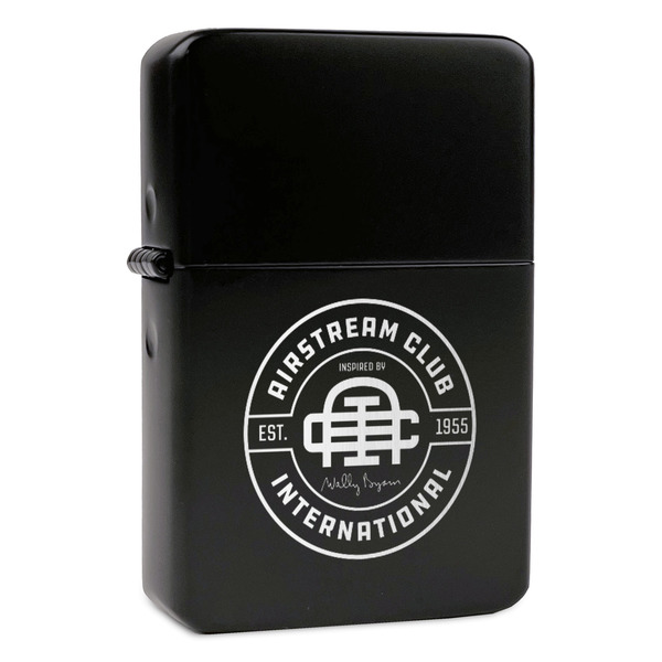 Custom Airstream Club International Logo Windproof Lighter - Black - Double-Sided & Lid Engraved