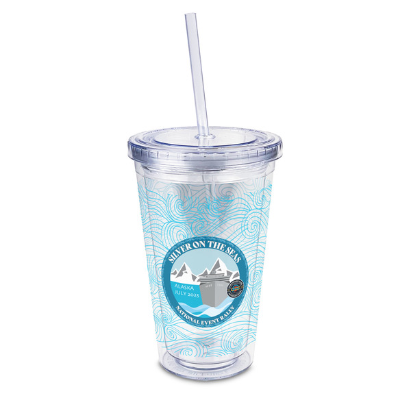 Custom Silver on the Seas 16 oz Double Wall Acrylic Tumbler with Lid & Straw - Full Print