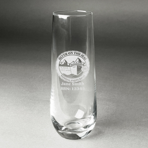 Custom Silver on the Seas Champagne Flute - Stemless - Laser Engraved - Single