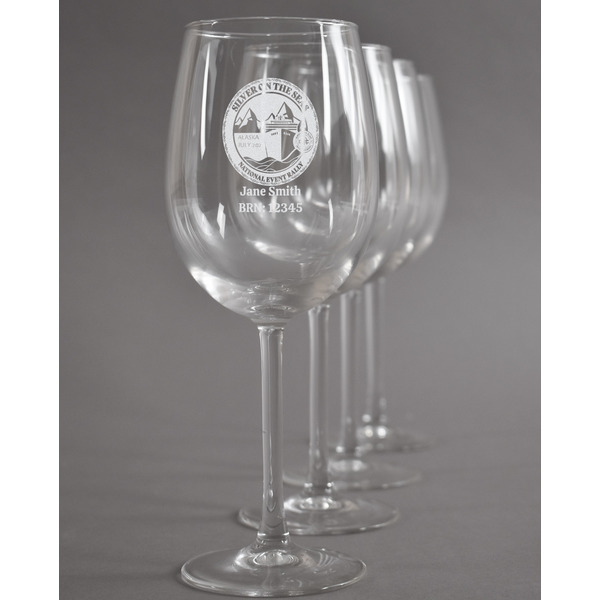 Custom Silver on the Seas Wine Glasses - Laser Engraved - Set of 4