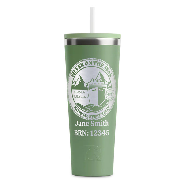 Custom Silver on the Seas RTIC Everyday Tumbler with Straw - 28oz - Light Green - Single-Sided