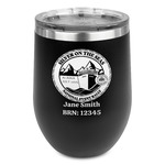 Silver on the Seas Stemless Stainless Steel Wine Tumbler - Black - Double-Sided