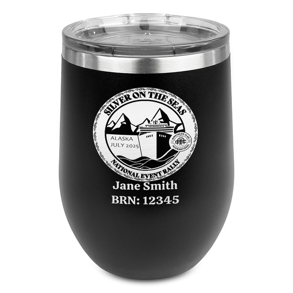 Custom Silver on the Seas Stemless Stainless Steel Wine Tumbler - Black - Double-Sided