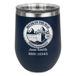 Silver on the Seas Stemless Stainless Steel Wine Tumbler - Navy - Double-Sided