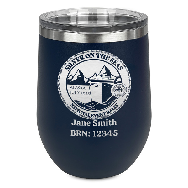 Custom Silver on the Seas Stemless Stainless Steel Wine Tumbler - Navy - Double-Sided