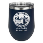 Silver on the Seas Stemless Stainless Steel Wine Tumbler - Navy - Single-Sided