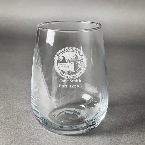 Custom Silver on the Seas Stemless Wine Glass - Laser Engraved