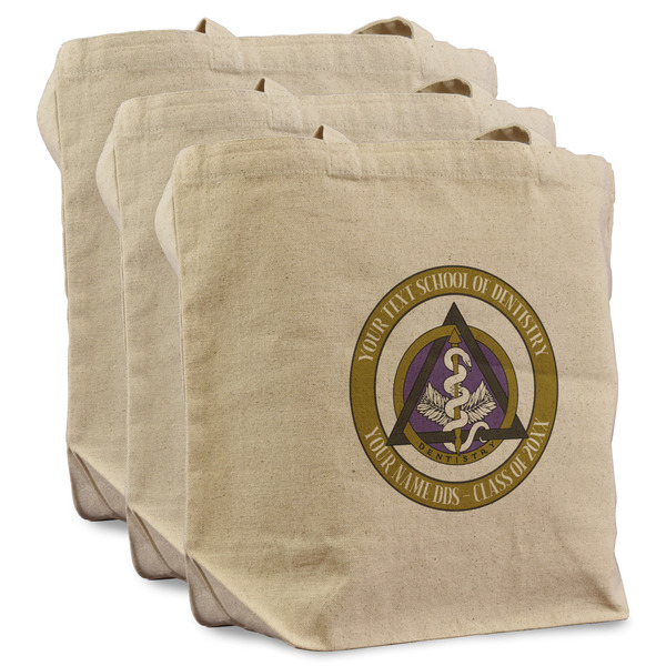 Custom Dental Insignia / Emblem Reusable Cotton Grocery Bags - Set of 3 (Personalized)