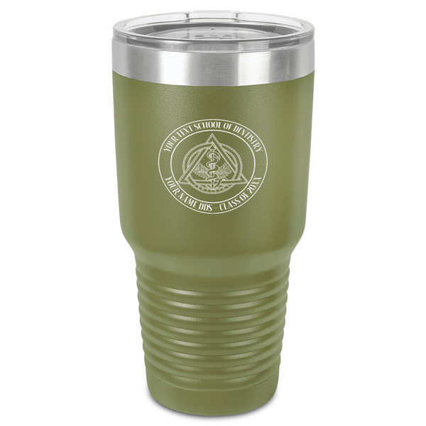 Custom Dental Insignia / Emblem 30 oz Stainless Steel Tumbler - Olive - Single-Sided (Personalized)