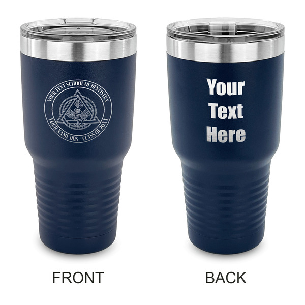 Custom Dental Insignia / Emblem 30 oz Stainless Steel Tumbler - Navy - Double-Sided (Personalized)