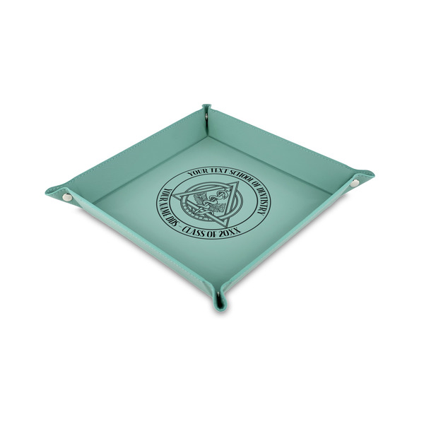 Custom Dental Insignia / Emblem Faux Leather Dice Tray - 6" x 6" - Teal (Personalized)