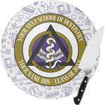 Dental Insignia / Emblem Round Glass Cutting Board - Small (Personalized)