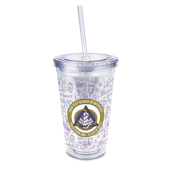 Custom Dental Insignia / Emblem 16 oz Double Wall Acrylic Tumbler with Lid & Straw - Full Print (Personalized)