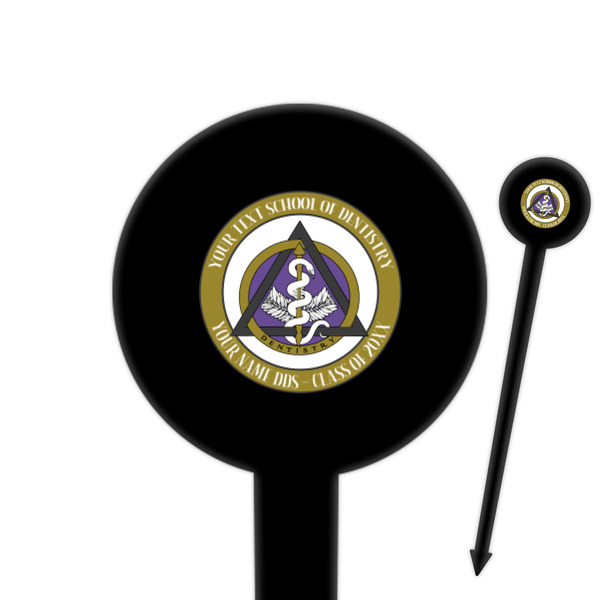 Custom Dental Insignia / Emblem 6" Round Plastic Food Picks - Black - Single-Sided (Personalized)