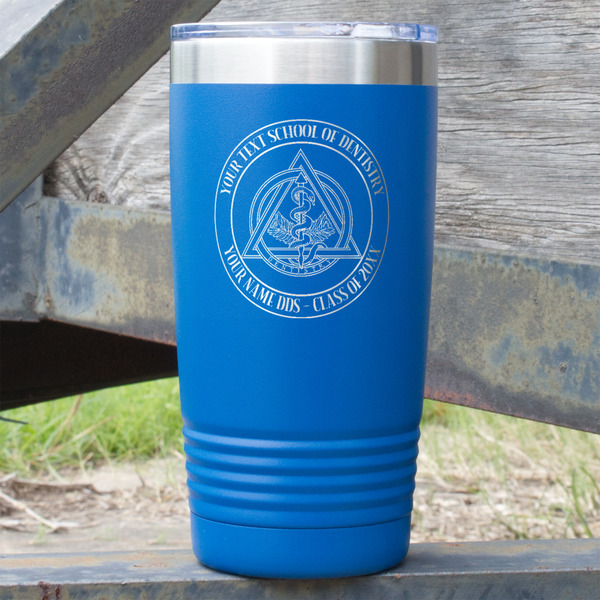 Custom Dental Insignia / Emblem 20 oz Stainless Steel Tumbler - Royal Blue - Double-Sided (Personalized)