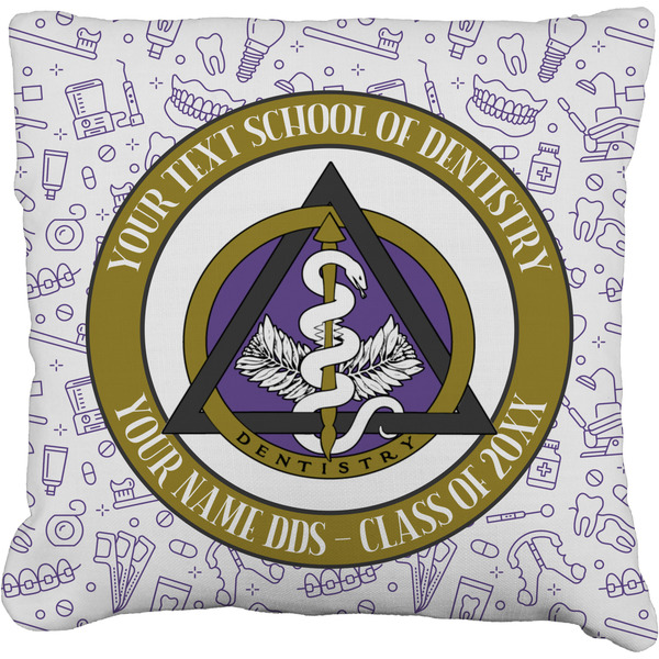 Custom Dental Insignia / Emblem Faux-Linen Throw Pillow 16" (Personalized)