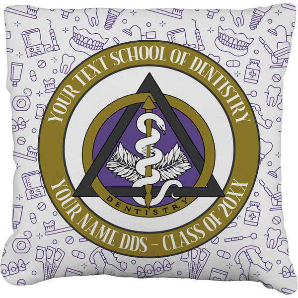 Custom Dental Insignia / Emblem Faux-Linen Throw Pillow 18" (Personalized)