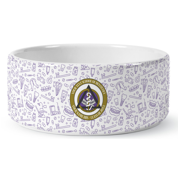 Custom Dental Insignia / Emblem Ceramic Dog Bowl - Medium (Personalized)
