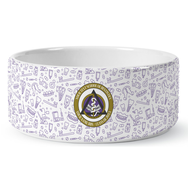 Custom Dental Insignia / Emblem Ceramic Dog Bowl (Personalized)