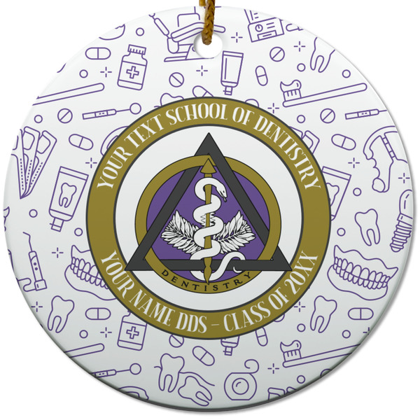 Custom Dental Insignia / Emblem Round Ceramic Ornament (Personalized)